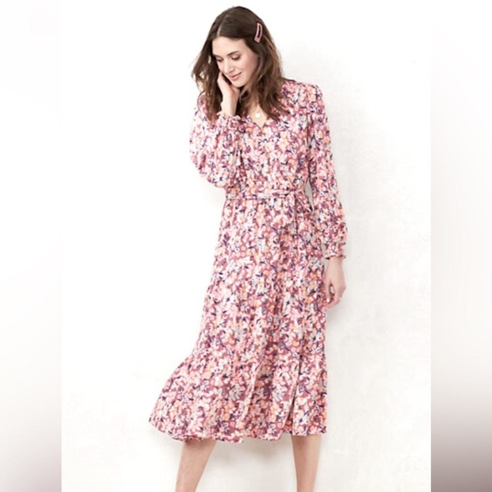 NWOT Lauren Conrad LC Tiered Floral Maxi Wrap Dress